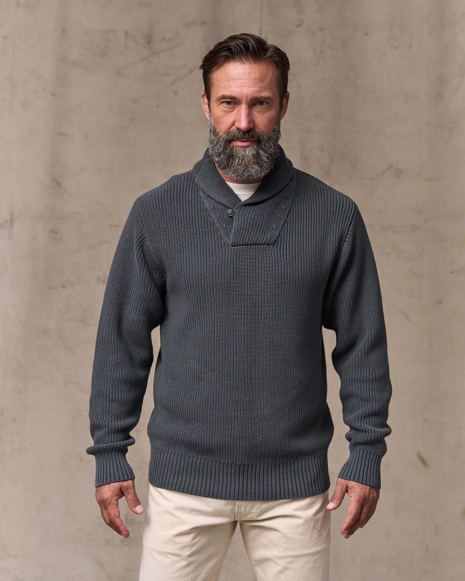 Vintage Cotton Shawl Neck Sweater