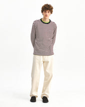 Stripe Pocket L S T Shirts Red