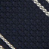 Striped Garza Grossa / Grenadine Bespoke Tie - Midnight / White