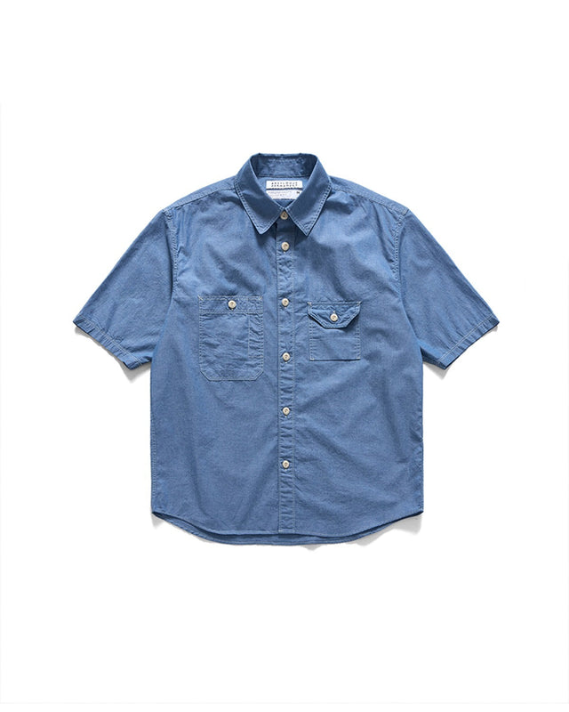 CHAMBRAY WORK HALF SHIRT / CHAMBRAY LIGHT BLUE
