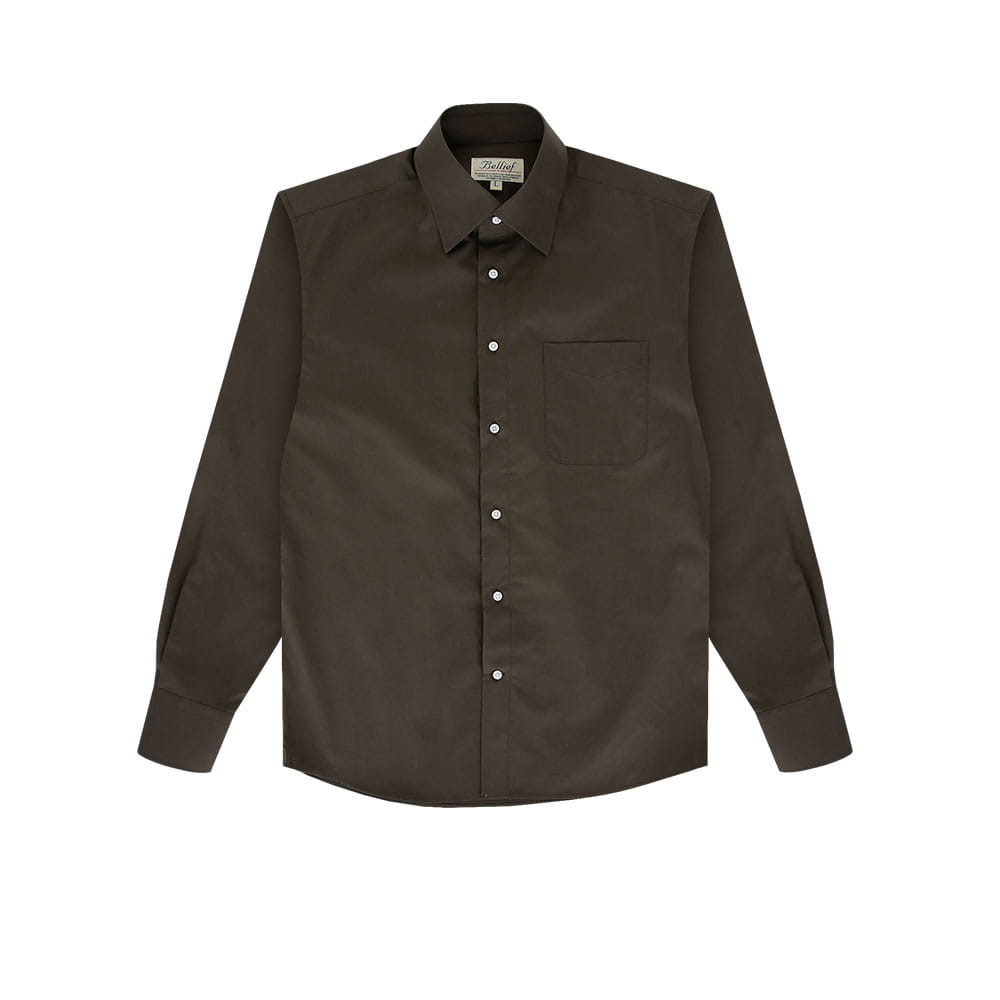 Essential Gaberdine cotton shirts (Dark Brown)