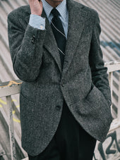 Wool Silk And Cashmere Herringbine Tweed Waverly Jacket
