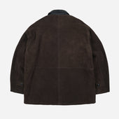 Suede French Car Coat Dark Brown