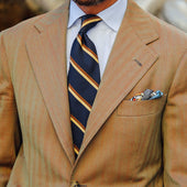Repp Stripe Silk Cotton Tie Brown