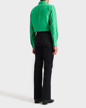 Chemise Col Large En Coton Et Soie Vert Kelly