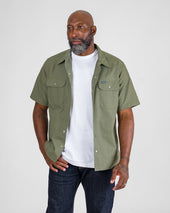 8oz Ripstop Short Sleeved Mechanic Shirt - Military Green