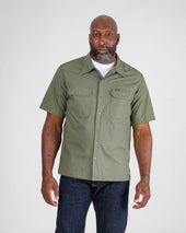 8oz Ripstop Short Sleeved Mechanic Shirt - Military Green