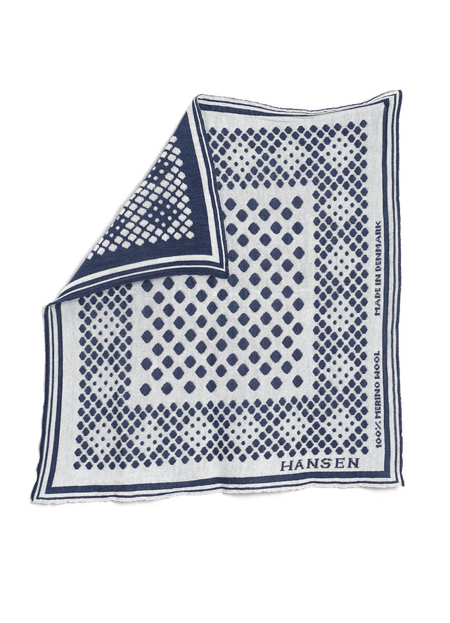 BANDANA ONE 30-01-3 | Knitted Wool Bandana | Blue / Off-White