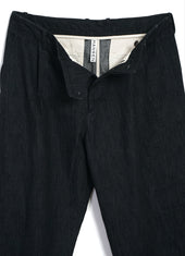 BOBBY 30-31-2 | Wide Pleated Trousers | Black Slubdenim