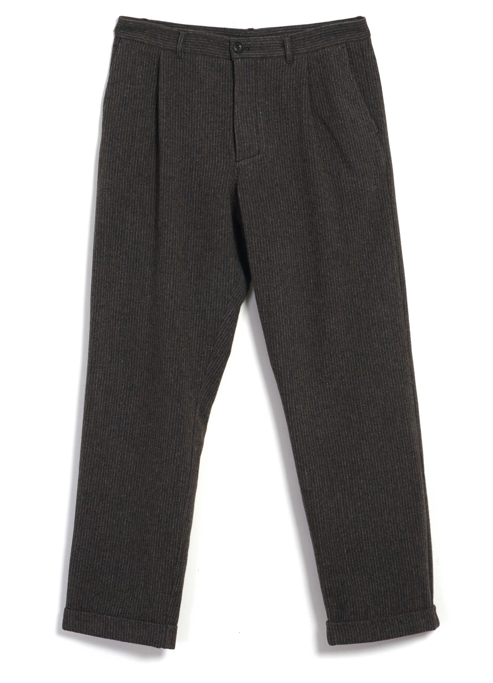SUNE 30-44-9 | Classic Pleated Trousers | Brown Wool Pin