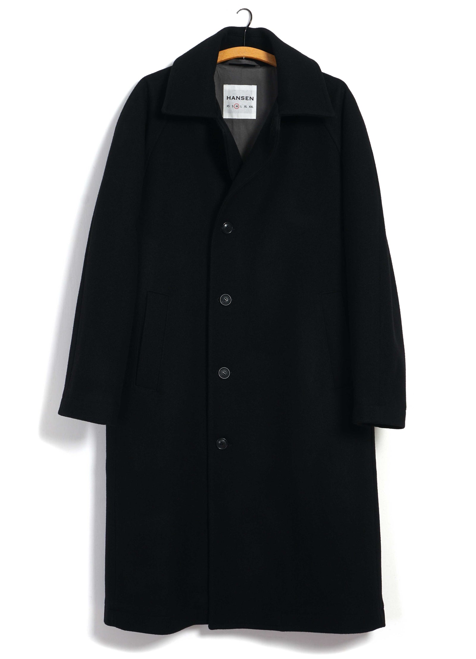 SIGURD 30-60-2 | Long Lined Wool Coat | Solid Black