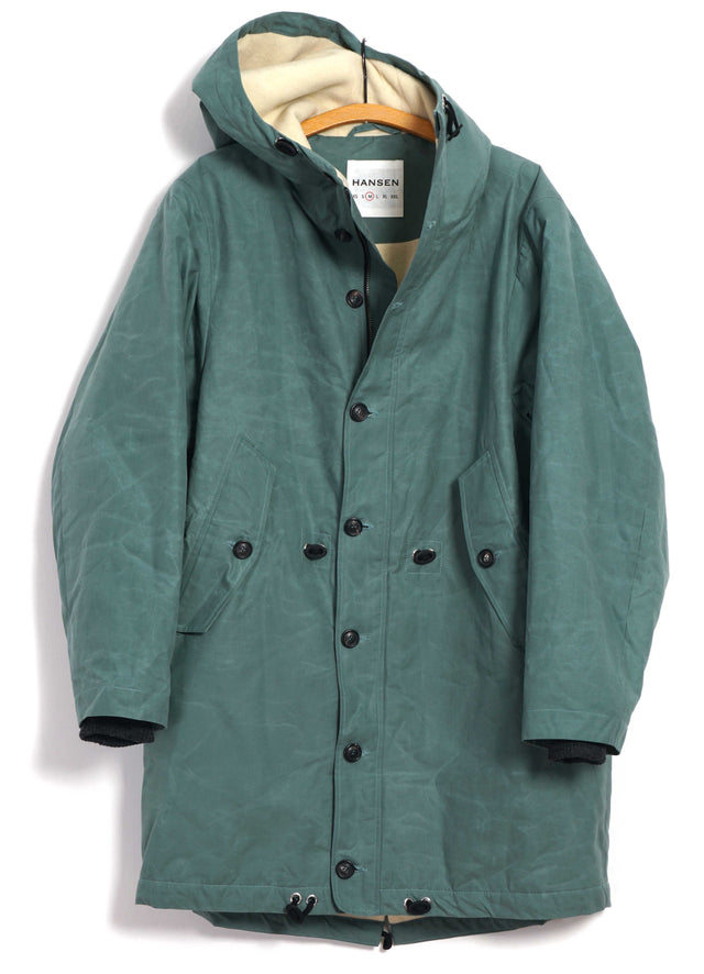 RASMUS 30-68-6 | Waxed Parka With Zipper | Faded Green