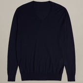 Lightweight V Neck Cashmere Sweater In Midnight