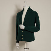 Lambswool Four Button Cardigan With Shawl Collar In Dark