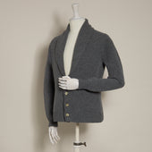 Lambswool Four Button Cardigan With Shawl Collar In Grey