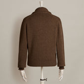 Lambswool Four Button Cardigan With Shawl Collar In Mocha