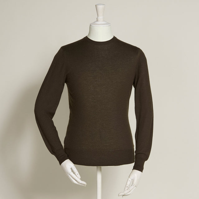 Lightweight Cashmere Crew Neck Sweater In Chocolate
