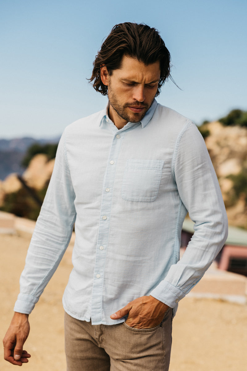 The Ripper Double Gauze Organic Cotton Shirt - Aqua Blue