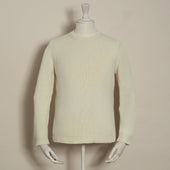 12Ply Plain Knit Cashmere Sweater In Cream