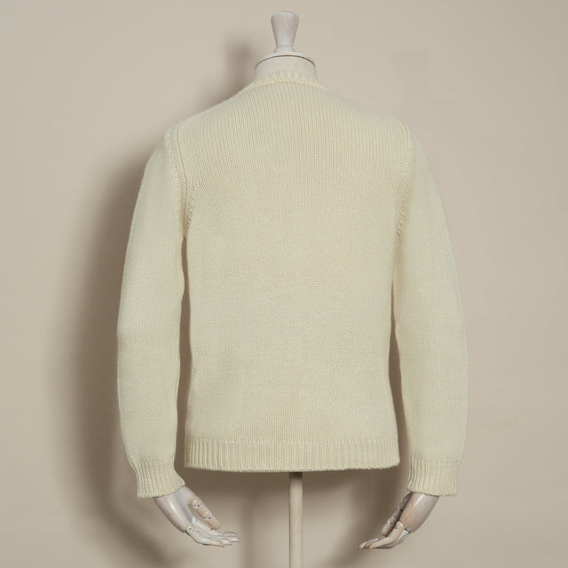 12Ply Plain Knit Cashmere Sweater In Cream