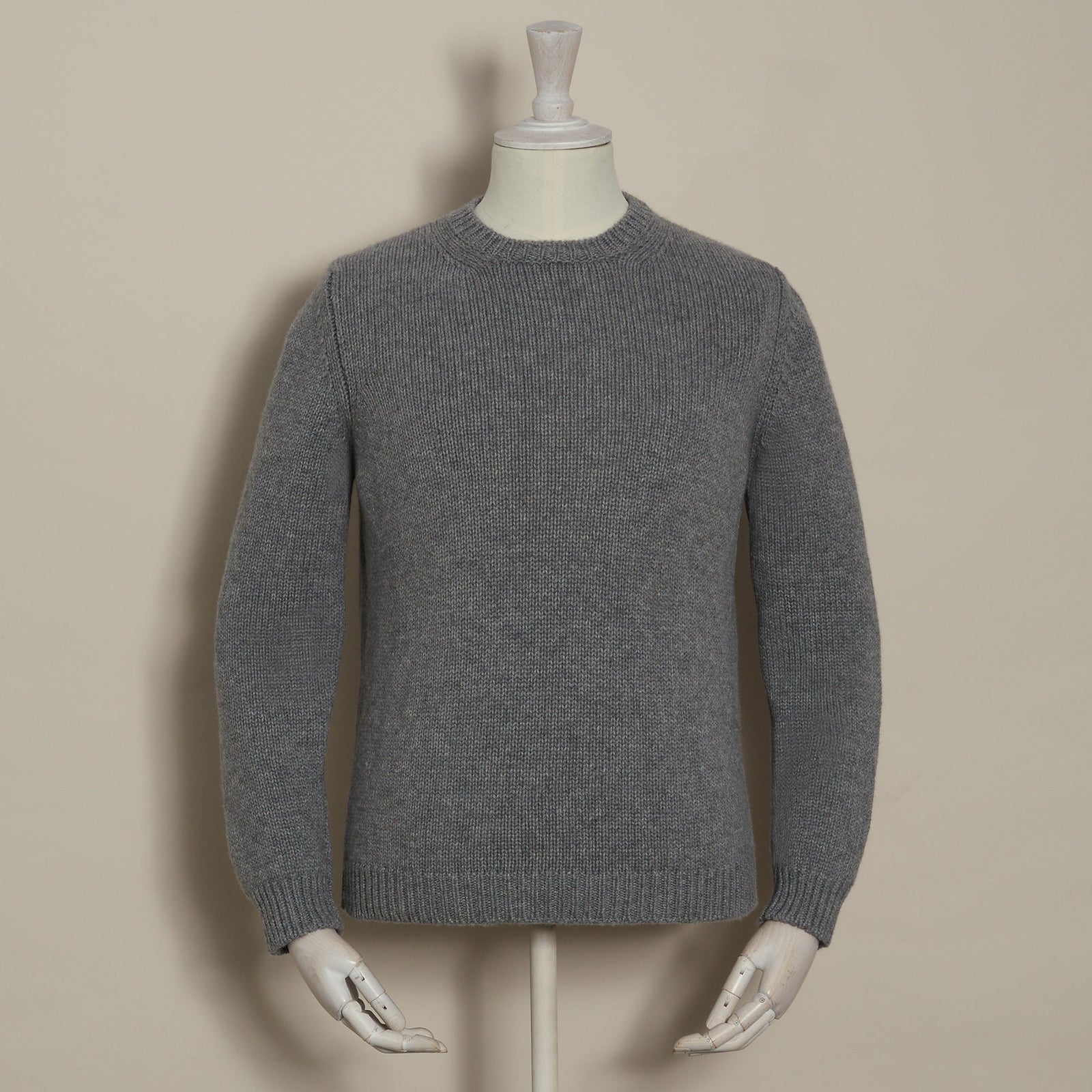 12ply Plain Knit Cashmere Sweater In Grey