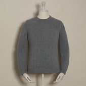 12Ply Plain Knit Cashmere Sweater In Grey