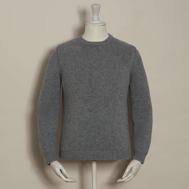 12Ply Plain Knit Cashmere Sweater In Grey