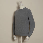 12ply Plain Knit Cashmere Sweater In Grey
