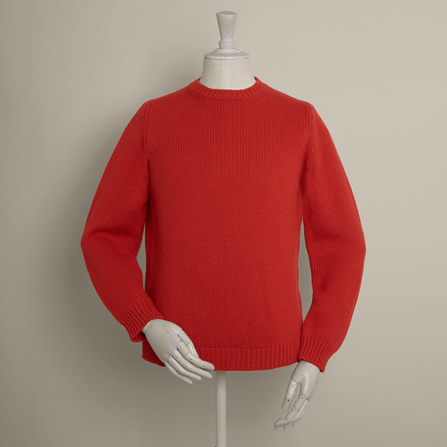 12Ply Plain Knit Cashmere Sweater In Red
