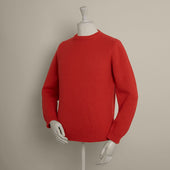 12ply Plain Knit Cashmere Sweater In Red