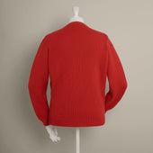 12ply Plain Knit Cashmere Sweater In Red