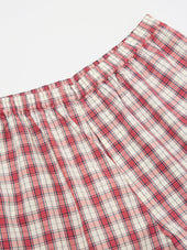 Red Cotton Check Pyjama Short