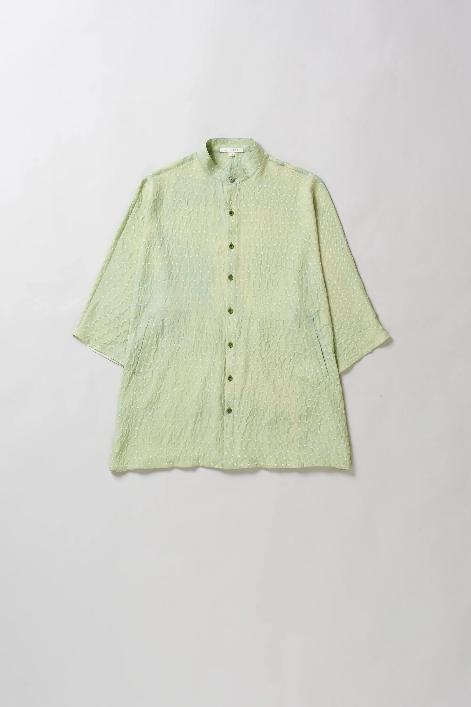 Mint Green Silk Bandhani Unisex Shirt