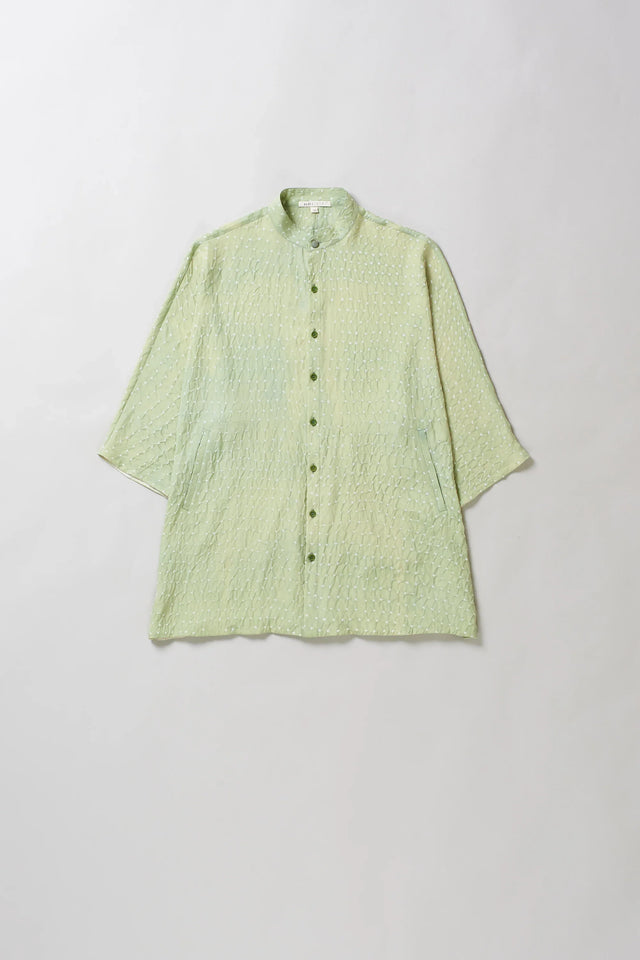 Mint Green Silk Bandhani Unisex Shirt