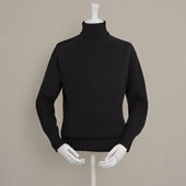 Roll Neck Merino Pullover In Black