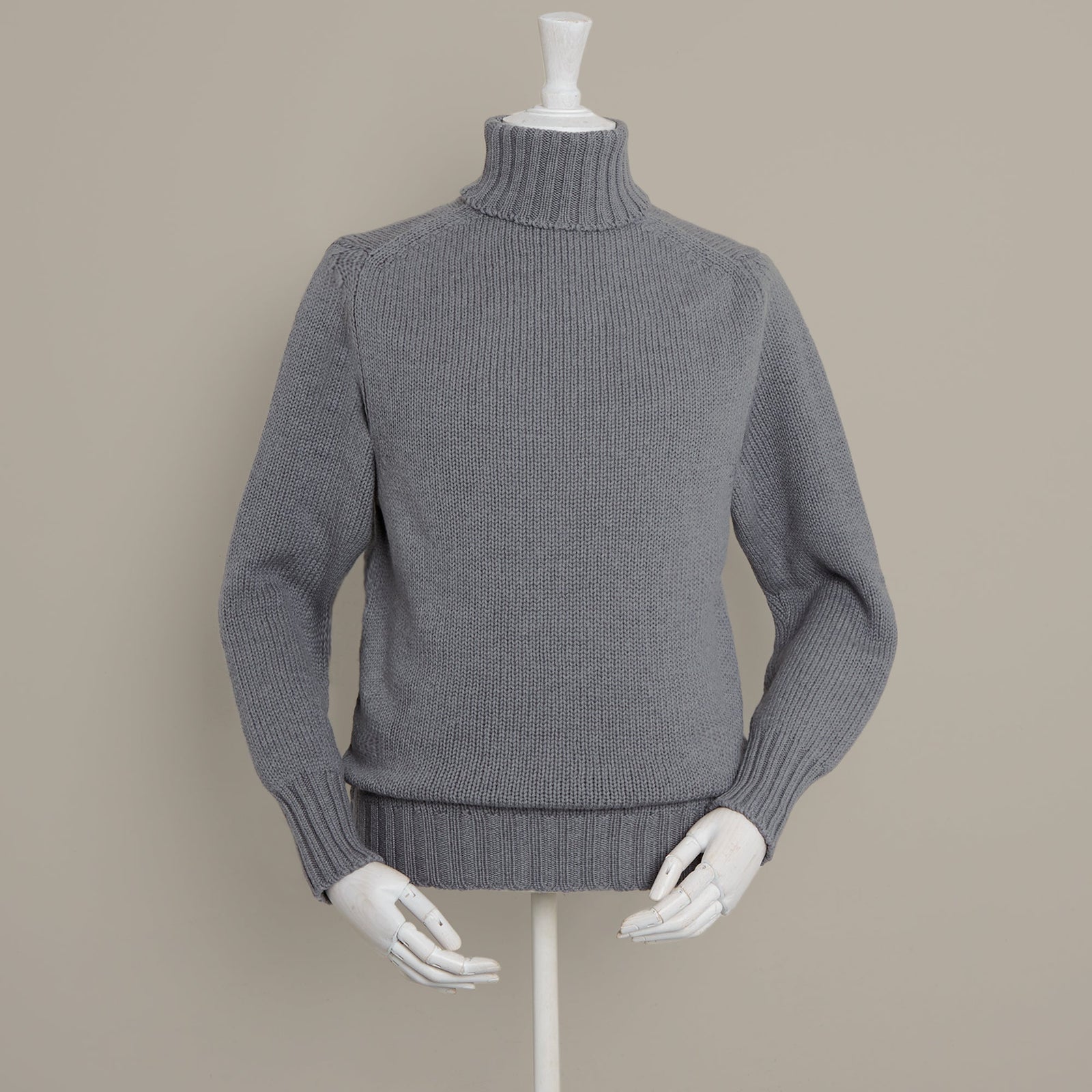 Roll Neck Merino Pullover In Grey