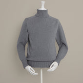 Roll Neck Merino Pullover In Grey
