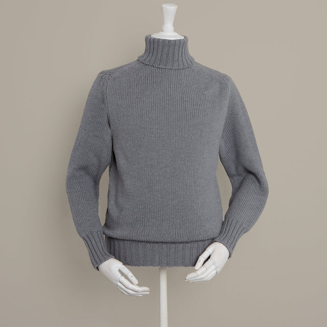 Roll Neck Merino Pullover In Grey