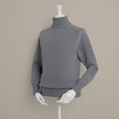 Roll Neck Merino Pullover In Grey