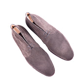 Chukka Boots In Dark Brown Suede Leather On Beige Crep Sole