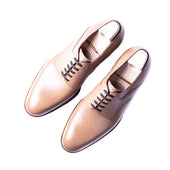 Derby In Beige Shrunken Calf With Plain Tip