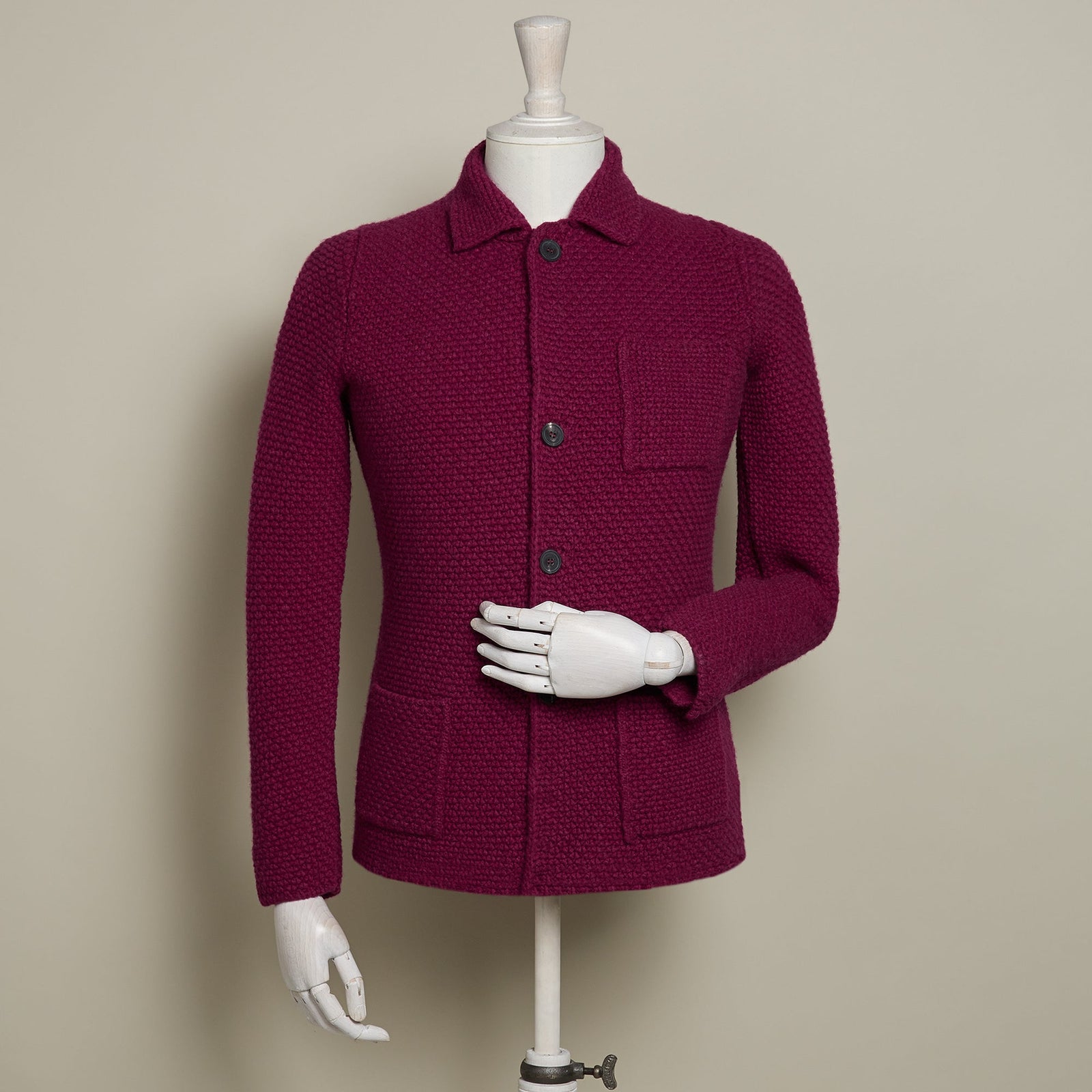 Single Breasted Cashmere And Merino Knitted Jacket In