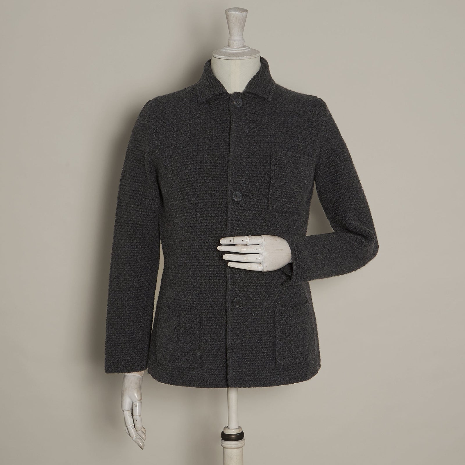 Single Breasted Cashmere And Merino Knitted Jacket In