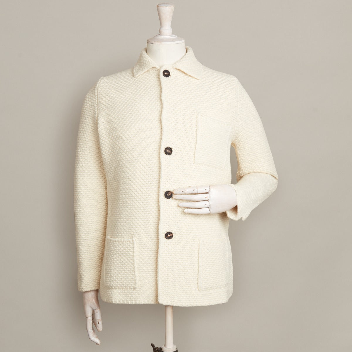 Single Breasted Cashmere And Merino Knitted Jacket In