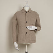 Single Breasted Cashmere and Merino Knitted Jacket In Dark Natural