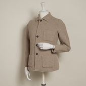 Single Breasted Cashmere And Merino Knitted Jacket In Dark Natural
