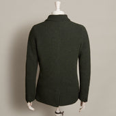 Single Breasted Cashmere And Merino Knitted Jacket In Dark Green