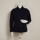 Single Breasted Cashmere And Merino Knitted Jacket In Navy