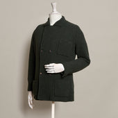 Double Breasted Cashmere And Merino Knitted Jacket In Dark Green