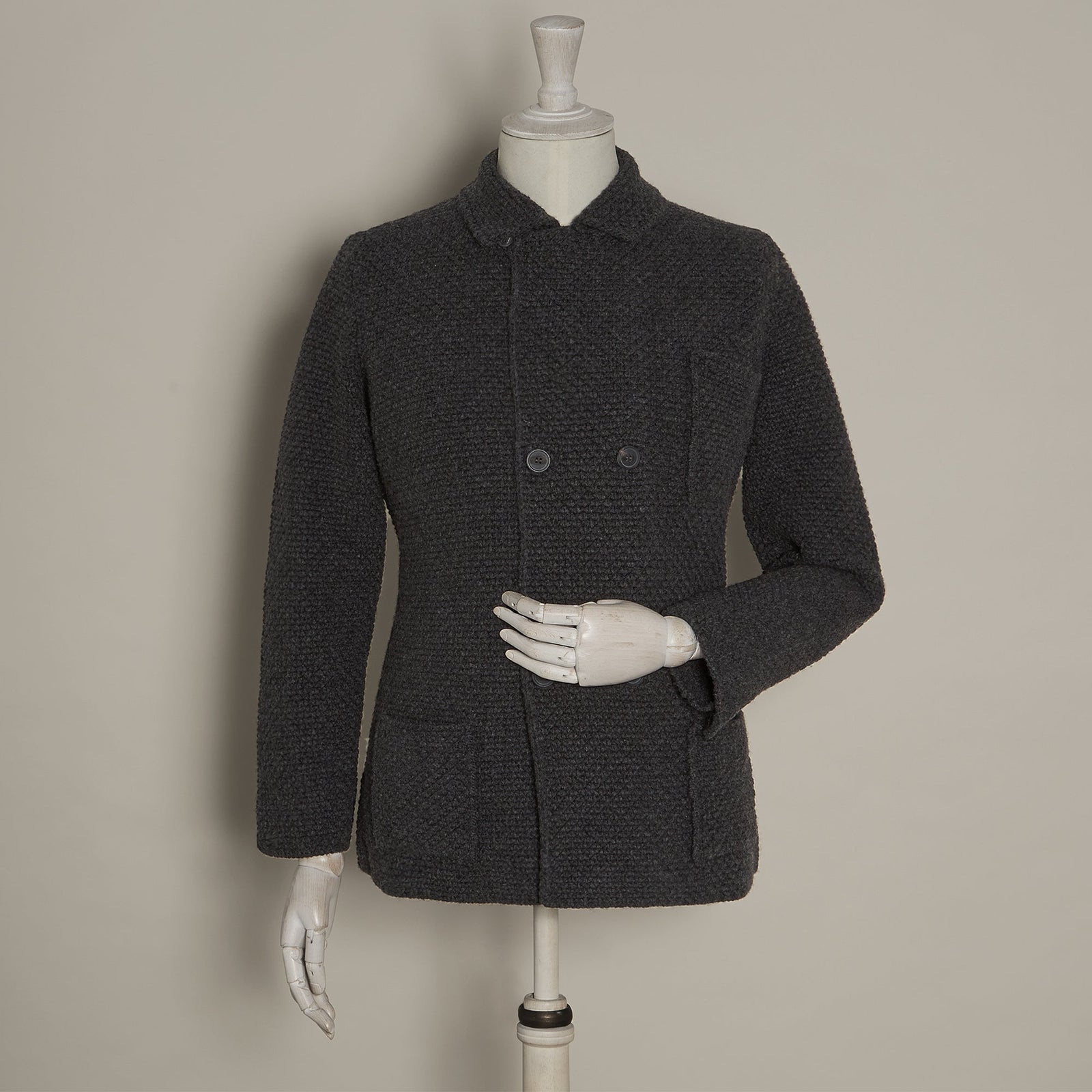 Double Breasted Cashmere And Merino Knitted Jacket In